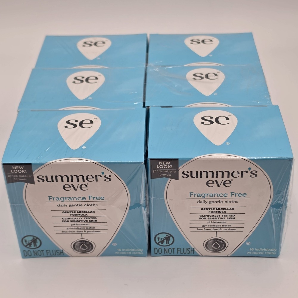 Summer's Eve Daily Gentle Cloths Fragrance Free 16ct (6 Box Pack) 96 Total Wipes